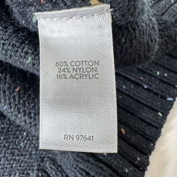 J Jill Short Sleeve Sweater Sz L Black Speckled Puff Sleeve Button Front Office - Picture 7 of 15